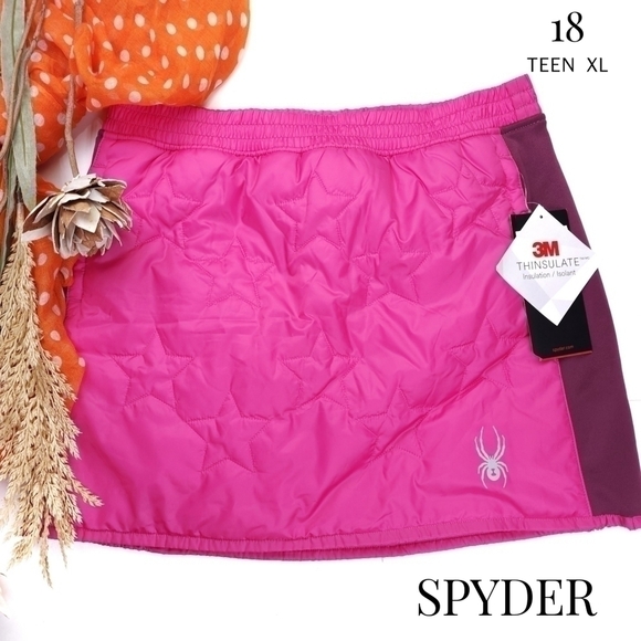 Spyder Other - New Spyder Pink Purple Thinsulate puffer Fleece Skirt Sz Girls XL